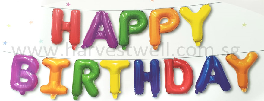 Happy Birthday Vibrant Color Mini Letter Balloon Set